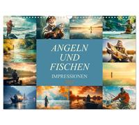 Calendrier mural pour pêcheurs, format A3 horizontal, calendrier mensuel, année 2027