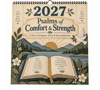 Calendrier Mural Psaumes 2027, Versets Bibliques Mensuels avec Grandes Cases de Date, Illustrations Bibliques Chrétiennes, Calendrier 12 Mois Inspiré par la Foi pour Maison, Bureau