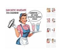 Calendrier Mural Sarcastique - Papier 28x28cm | Carnet de Planificateur Suspendu Drôle Rétro Ulcère 2026 | Décor D'organisateur Mensuel Humoristique pour Femmes Hommes Maison Chambre À Coucher