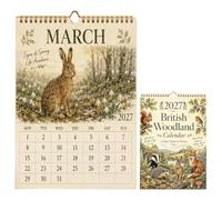 Calendrier mural, scènes forestières vintage, organiseur de rendez-vous | Calendrier Mural Vertical 2027 Pour Bureau Studio Salle De ole Appartement Dortoir Cuisine Maison