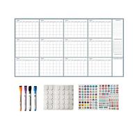 Calendrier non daté effaçable à sec - 140 x 86 cm - Tableau magnétique - Grand planificateur mensuel - Feuilles de calendrier vierges avec marquages - Kit d'autocollants pour étudiants, enseignants