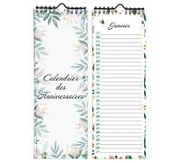 Calendrier Perpetuel Anniversaire Mural Francais pour Famille, Bureau, Enfant (Vert)
