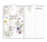 Calendrier perpétuel - Calendrier non daté 12 mois pour anniversaire, anniversaires de mariage, jours importants, rappel de festivals, 15,2 x 25,4 cm avec 2 lignes par jour, reliure à double fil