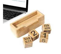 Calendrier perpétuel en bloc en bois, cube de calendrier en bois - Calendrier en bois bloc rustique - Calendrier perpétuel créatif pour blocs de motifs de chiffres rétro d'écriture