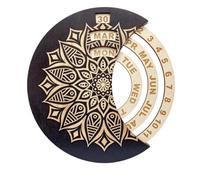 Calendrier perpétuel en Bois en Forme de Lune, Rotatif, avec Motifs Floraux, Calendrier de Table pour la Maison et (B, One Size)