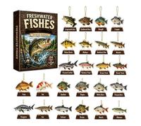 Calendrier Poisson Compte À Rebours 2026 Pendentifs Ornementaux Mini | Compte à rebours Avent Fêtes Pour Papa Mari Petit Ami Papi Ados Pêcheurs Adultes Familles Fête Des