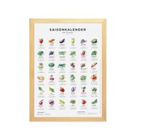 Calendrier saisonnier pour fruits et légumes comme poster, décoration de cuisine, décoration murale, pluriannuel, avec illustrations des fruits et légumes les plus populaires d'Europe centrale