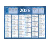 Calendrier semestriel mural année 2027 - 13,5 x 17,5 cm - rouge