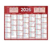 Calendrier semestriel mural année 2027 - 21 x 26,5 cm - rouge