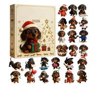 Calendrier Teckel 2026 Figurines Chiens Drôles 3D,décoration Festive Maison | Mini chien ornement de bureau pour , maison, appartement, bureau, étagère, cheminée, Table de chevet, bas de vacances