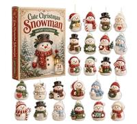 Calendriers de l'Avent Bonhomme de Neige, Calendrier de Compte à Rebours de Noël de 24 Jours Ornement de Yéti en Acrylique 2D, Pendentifs de Noël pour Sapin Fenêtre Porte Cheminée Vitrine Rétroviseur