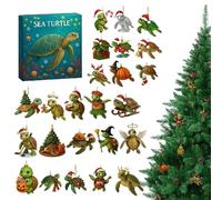 Calendriers De L'avent Des Tortues De Mer 2025 - Calendrier De Compte À Rebours De Noël De 24 Jours Avec 24 Pièces D'ornements De Tortu De Mer En Acrylique 2D, Pendentifs Tortues D'animaux De Océans