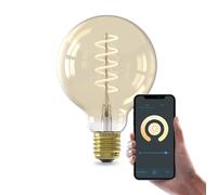 CALEX Ampoule Connectée, E27, G95 Globe, Blanc Chaud, Wi-Fi, Réglable, Doré | Contrôlez l’éclairage connecté à la voix et réglez couleurs, scènes, routines et minuteries dans l’appli Calex Smart