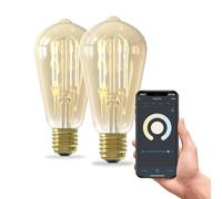 CALEX Ampoule Filament Dorée ST64 E27 CCT WiFi, 7W 806lm, Alexa/Google/Siri, Blancs 1800-3000K, dimmable, scénarios, sans pont, WiFi 2.4GHz (2)
