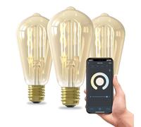 CALEX Ampoule Filament Dorée ST64 E27 CCT WiFi, 7W 806lm, Alexa/Google/Siri, Blancs 1800-3000K, dimmable, scénarios, sans pont, WiFi 2.4GHz (3)