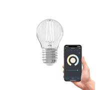 CALEX Ampoule Filament Transparente P45 E27 CCT WiFi, 4,9W 470lm, Alexa/Google/Siri, Blancs 1800-3000K, dimmable, scénarios, sans pont, WiFi 2.4GHz