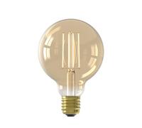 CALEX Ampoule LED Filament Droit E27, Source lumineuse Vintage, Dorée, Globe Rétro G95, Lumière blanche chaude dimmable 2100K, 4,5W 470 Lumens