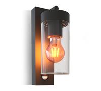 CALEX Applique LED Perugia, E27, IP44 Étanche aux Éclaboussures, Noir, Détecteur de Mouvement, Aluminium, Style Industriel et Moderne, Avec Ampoule Incluse