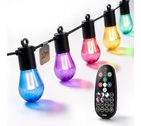 CALEX Guirlande Guinguette, Extensible, 10 Lampes, RGBIC+CCT, Intérieur/Extérieur, IP44, 5M de Câble, Jusqu’à 4 Sets Connectables