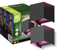 CALEX Lot de 2 Appliques Outdoor Connectées, RGB/Blanc Chaud, IP54, Dimmable, Noir, Alexa/Google/App