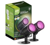CALEX Lot de 2 Outdoor Spots LED WiFi, 4W 380lm, RGB, Blancs CCT ajustables, Alexa/Google/Siri, Dimmable, Noir, IP54