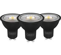 CALEX Lot de 3 Ampoules, Spot LED GU10 avec capteur jour/nuit, Lumière blanche chaude (2700K), Noir, 4W 320 Lumens