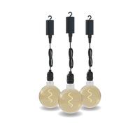 CALEX Lot de 3 Lampes suspendues extérieures avec ampoule filament dorée, Éclairage suspendu à batterie, Luminaire décoratif à piles, 4 lumens lumière douce
