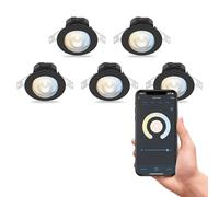 CALEX Lot de 5 Spots Encastrés LED Connectés WiFi, 4,9W 345lm, orientables, Alexa/Google/Siri, Noir, Blancs 2700-6500K, Dimmable