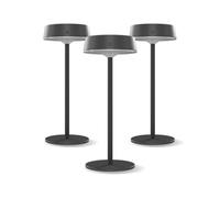 CALEX Parma Lampe de Table Solaire, Lot de 3, Lumière Sans Fil, Intérieur & Extérieur, Rechargeable, À Piles, Contrôle Tactile, Variable, Noir
