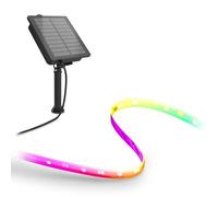 CALEX Ruban LED Solaire Vista 3M, RGBIC, Blanc Chaud, Anti-éclaboussures | Rechargeable par énergie solaire ou USB-C - Contrôlez couleurs, blanc et luminosité avec la télécommande incluse