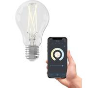 CALEX Smart Ampoule Filament LED A60 E27 CCT WiFi, 806lm, 7W, Alexa/Google/Siri, blancs 1800-3000K, dimmable, scénarios, minuterie, sans pont, WiFi 2.4GHz
