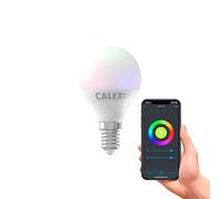 CALEX Smart Ampoule LED Sphérique P45 E14 RGB CCT WiFi, 470lm, 4,9W, Alexa/Google/Siri, 16M couleurs, blancs 2200-4000K, dimmable, musique, scénarios, sans pont, WiFi 2.4GHz