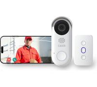 Calex Smart Security Carillon vidéo, caméra 2K avec contrôle app, vision nocturne, audio 2 voies, détection de mouvement, cloud & stockage SD, étanche, Chime inclus, blanc