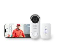 CALEX Sonnette Vidéo avec Caméra, Sonnette Intelligente 2K Câblée avec Carillon, Détection de Mouvement & Fonction Interphone, Sonnette avec Application, Compatible Alexa, Blanc