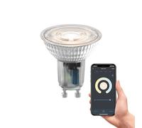 CALEX Spot LED Connecté, GU10, PAR16, Blanc Chaud, Wi-Fi, Réglable, Verre | Contrôlez l’éclairage connecté à la voix et réglez couleurs, scènes, routines et minuteries dans l’appli Calex Smart