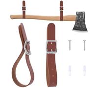 CALFOVERA 2 Support Mural en Cuir PU Marron Sangles Réglables et Robustes pour Outils avec Fermeture à Boucle. Support Mural pour Armes à Feu Présentoir Crochets de Rangement pour Hachettes