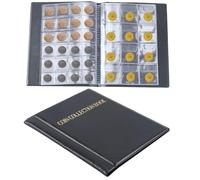 CALFOVERA Album de Collection de Pièces de Monnaie à 180 Poche Format 2 10 Pages en Cuir PU avec Fermeture Éclair Boîte de Rangement pour Pièces de (25) Cents (1) Cent (10) Cents et (5) Cents.