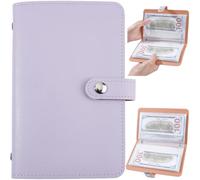 CALFOVERA Classeur D'Épargne avec 100 enveloppe Format A6 Couverture Souple en Cuir PU Organiseur de Budget Pochette pour Gérer Son Budget Facilement et de Façon Ludique 18.6x12cm Violet.