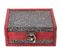 CALFOVERA Coffret Coffre au Trésor Vintage en Bois de 14.5 x 11.5 x 6.5cm Style Pirate Rétro pour Ranger Bijoux et Petits Objets Décoratifs Européens Perles et Autres Petits Trésors.