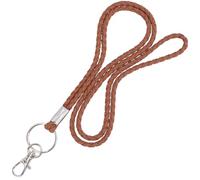 CALFOVERA Lanière Tour de Cou en Cuir Synthétique avec Clip en Métal 83cm Faite à la Main pour Badge Collier Bureau Longue Sangle Tressée Bracelet Porte Clés pour Porte Cartes D'Identité Clés
