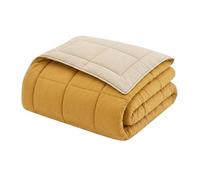 CALGARY - Couette Chaude Microfibre - 400 gr/m² - Miel & Galet -140 x 200 cm
