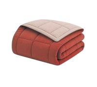 CALGARY - Couette Chaude Microfibre 400gr/m² - Gris Galet & Marron Gingembre - 200 x 200 cm