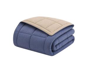 CALGARY - Couette Chaude Microfibre 400gr/m² - Pétrole et Mastic - 220 x 240 cm