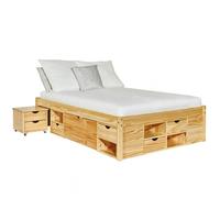CALI - Lit 180x200cm multi-rangement Bois Massif