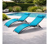 Cali lot de 2 transats ajustables gris et bleu