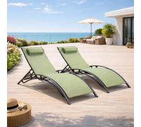 Cali lot de 2 transats ajustables gris et kaki