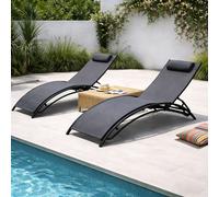 Cali lot de 2 transats ajustables noir et gris