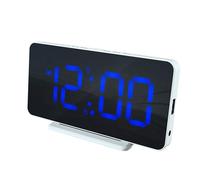 Caliber Réveil avec Port USB - Réveil numérique - Horloge d'alarme numérique - Chargeur USB - Affichage LED dimmable - Blanc/Bleu - 140 x 100 x 75 mm