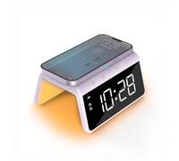 Caliber Reveil Chargeur Induction - Reveil Digital - Double Alarme - Reveil Lumineux - Écran LED graduable - Voilet