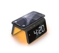 Caliber Réveil Numérique - Reveil Digital avec Chargeur Induction - Écran LED graduable- Reveil lumineux - Gris - 140 x 100 x 75 mm